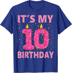 Kids Sweet donut It's My 10th Birthday Shirt 10 Yrs Old Gift T-Shirt - T-Shirt | Royal