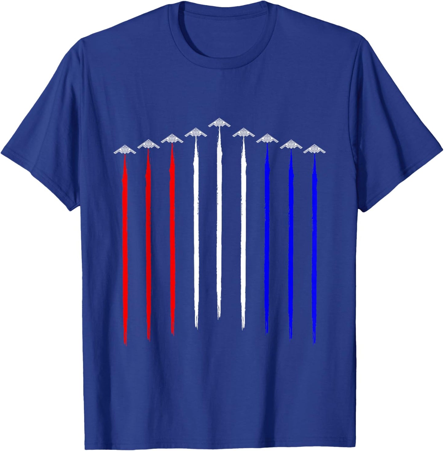 B-2 Bomber Squadron Contrails American Flag Stealth B2 T-Shirt - T-Shirt | Royal