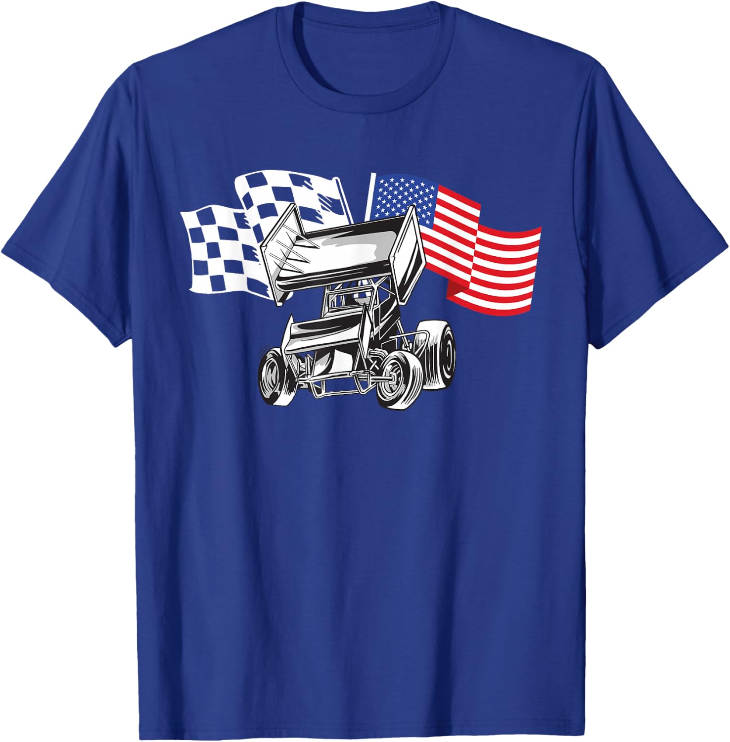Sprint Car Racing USA Flag T-Shirt - T-Shirt | Royal