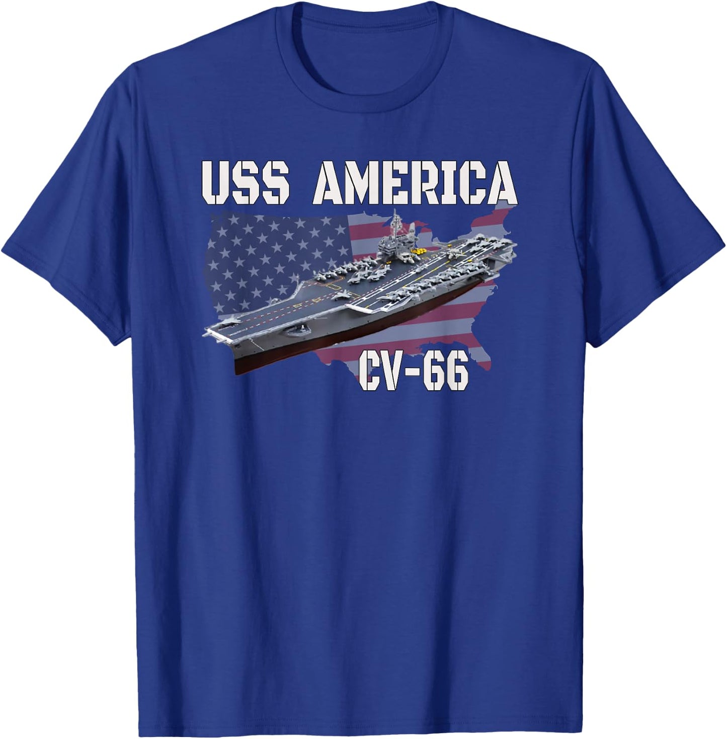 USS America CV-66 Aircraft Carrier Veterans Day T-Shirt - T-Shirt | Royal