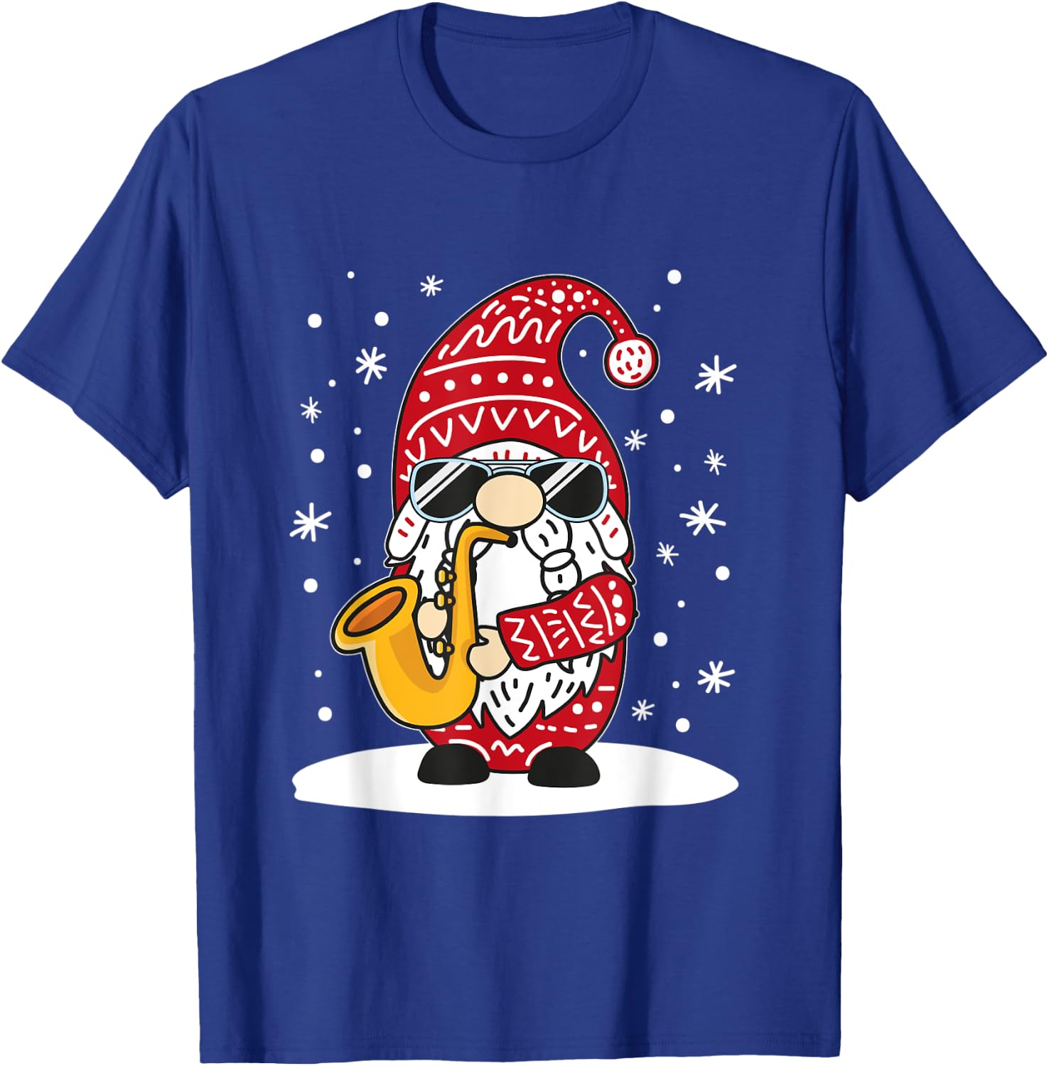Christmas Saxophone Player Gnome Brass Band Saxophonist T-Shirt - T-Shirt | Royal