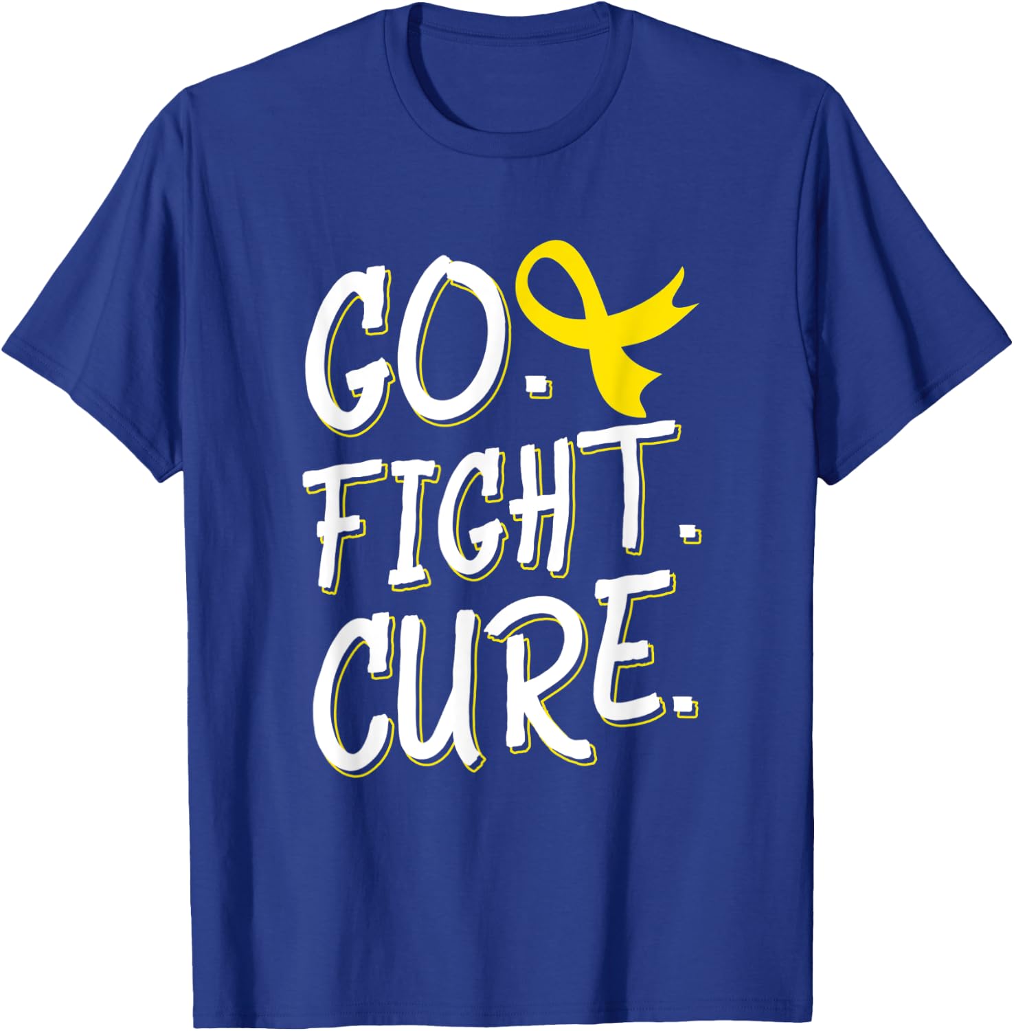 Go Fight Cure Childhood Cancer Gold Ribbon Awareness T-Shirt - T-Shirt | Royal