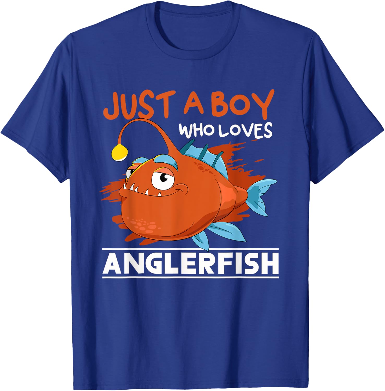 Just A Boy Who Loves Angler Fish Fishing Funny Anglerfish T-Shirt - T-Shirt | Royal