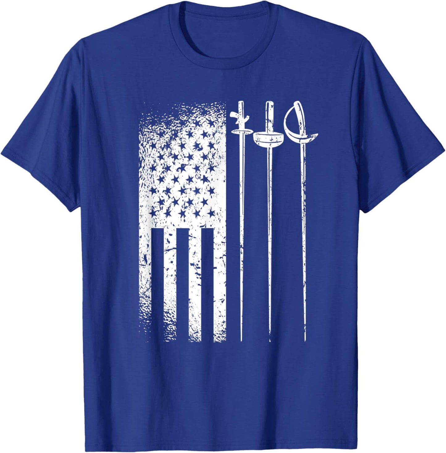 American Fencing Gear Patriotic USA Flag Fencer 4th of July Girls Kids Men T-Shirt - T-Shirt | Royal