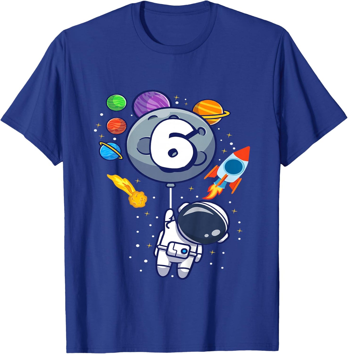 6th Birthday Astronaut 6 Year Old Birthday Boy T-Shirt - T-Shirt | Royal