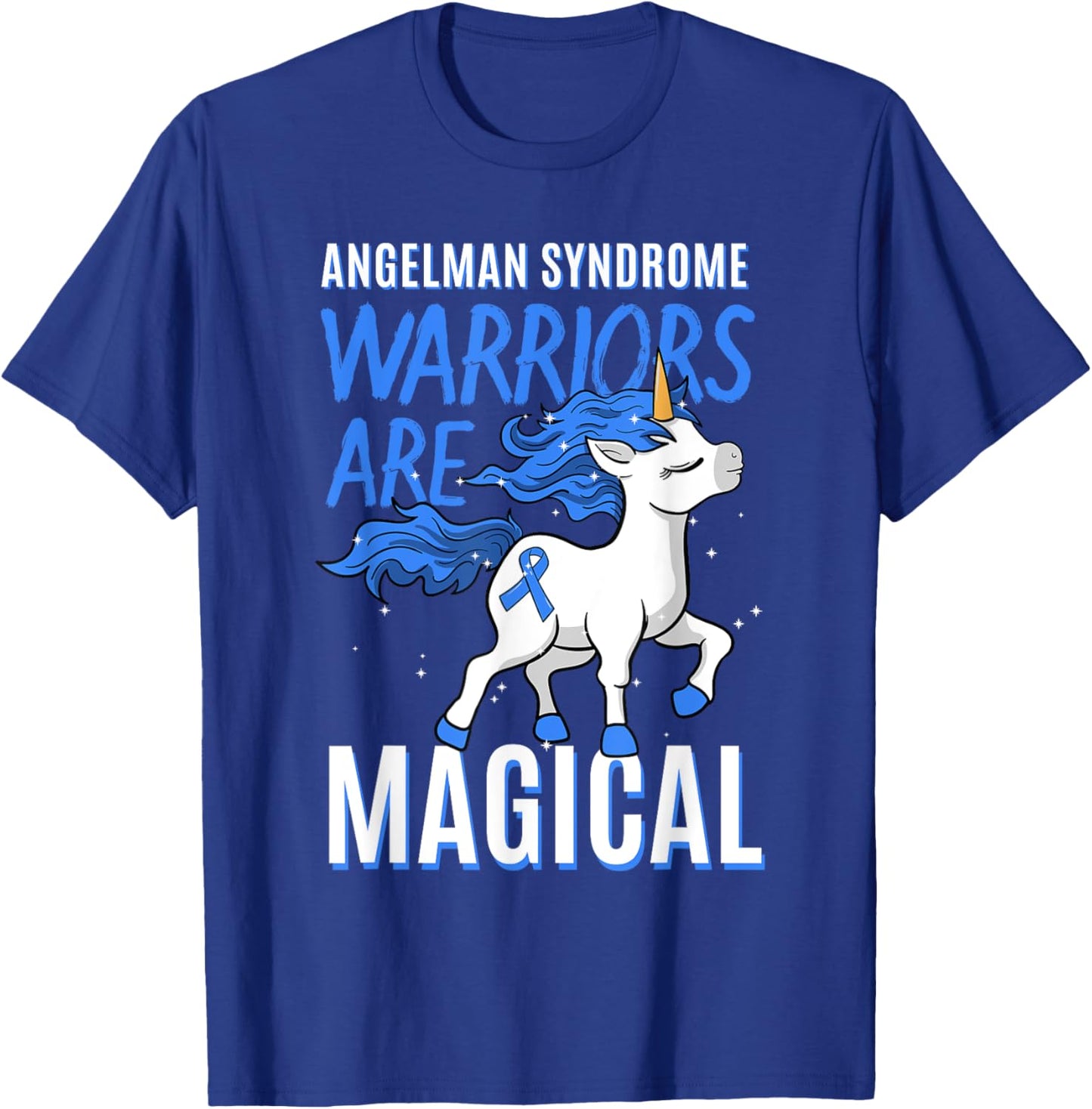 Angelman Syndrome Warrior Happy Puppet Unicorn Lover Gift T-Shirt - T-Shirt | Royal