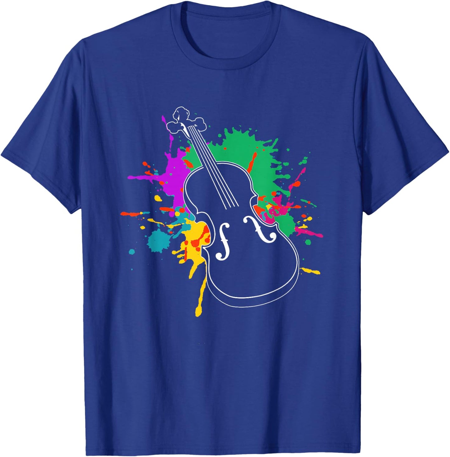 Colorful Violin Player Violinist Fiddle Instrument Musician T-Shirt - T-Shirt | Royal