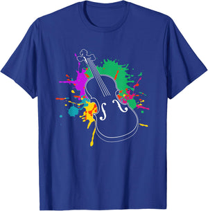 Colorful Violin Player Violinist Fiddle Instrument Musician T-Shirt - T-Shirt | Royal