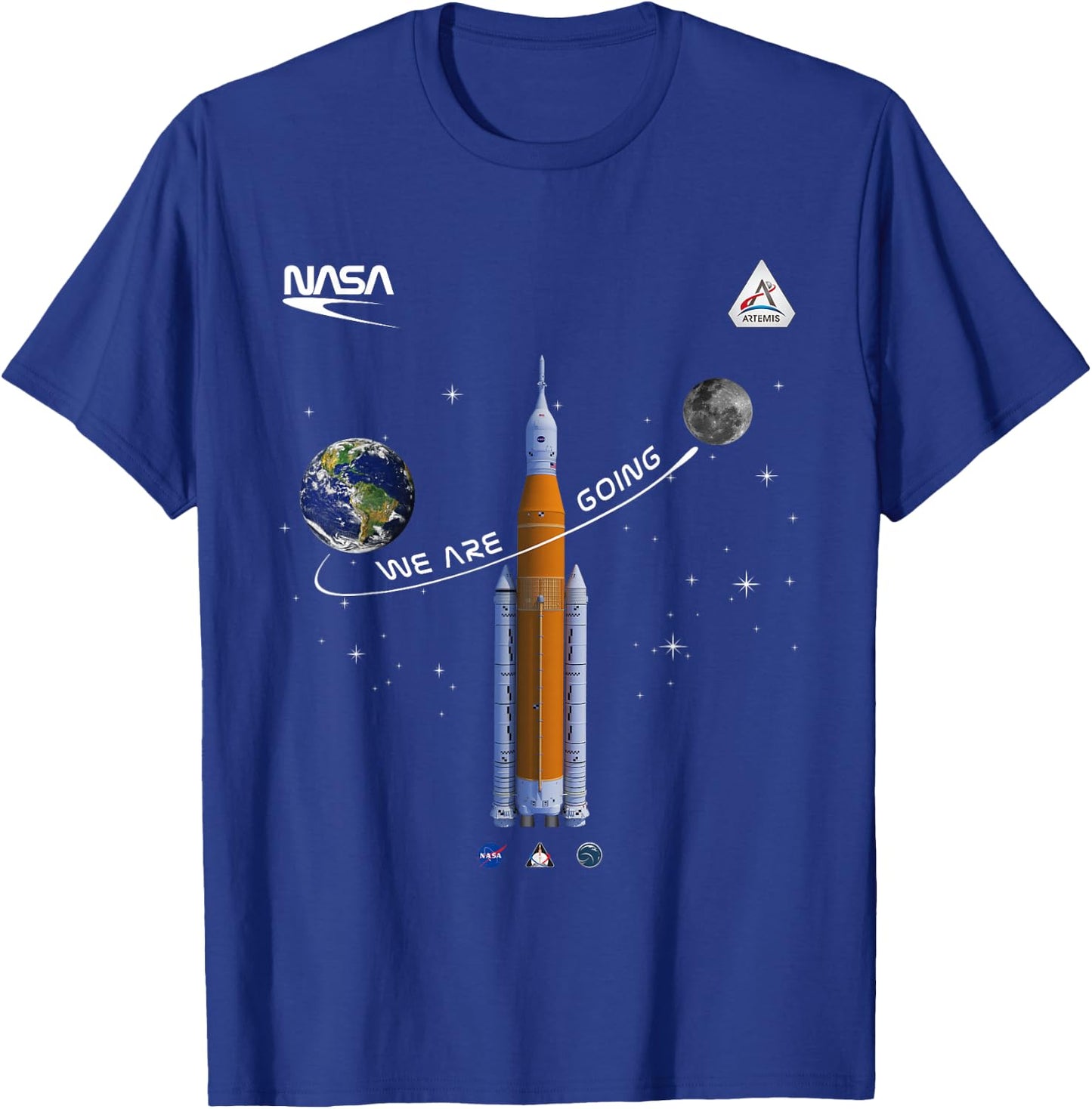 NASA Artemis we are Going Moon SLS Worm Insignia Small T-Shirt - T-Shirt | Royal