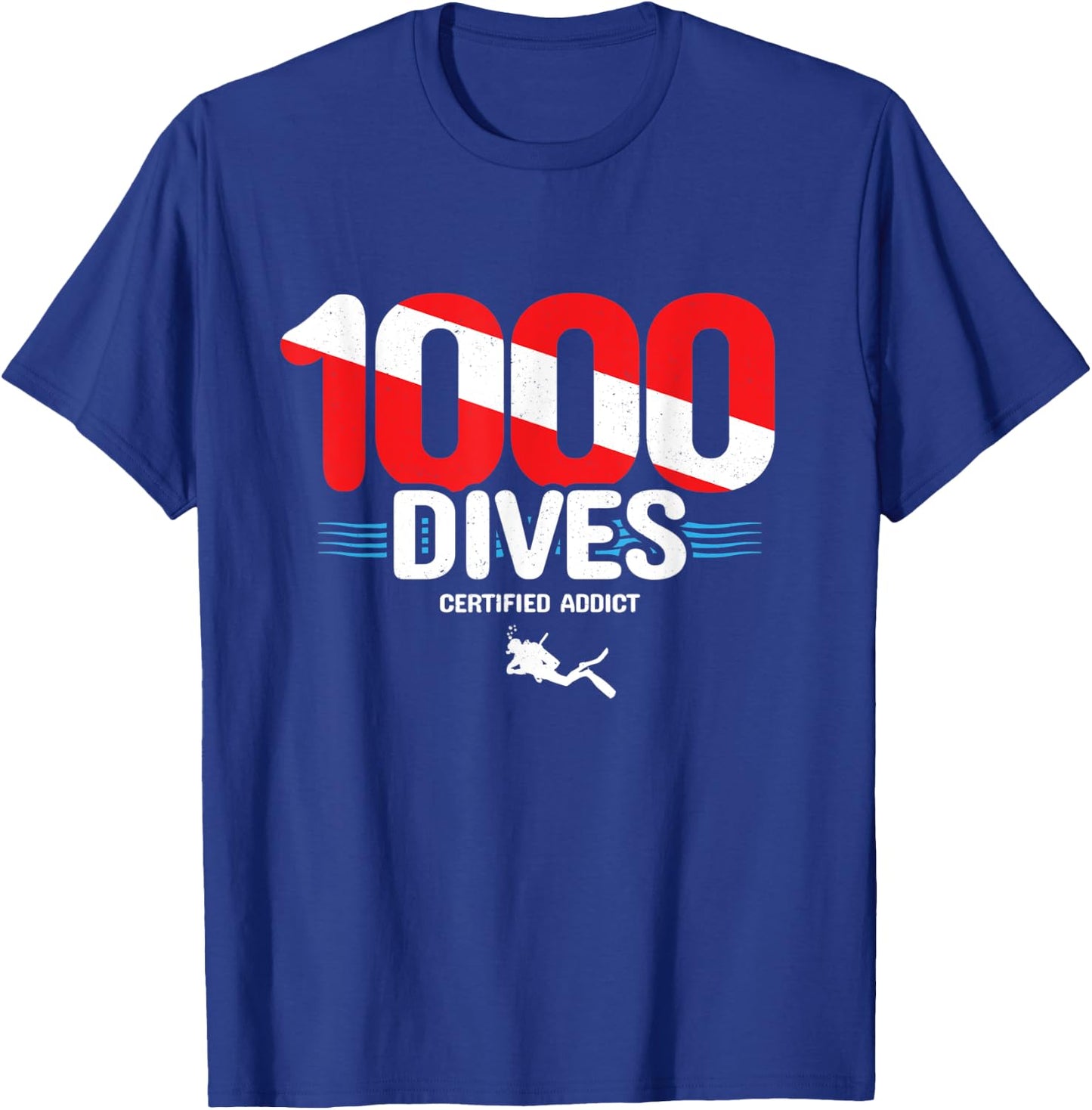 1000th Dive - Diver Down Flag - Scuba Diving T-Shirt - T-Shirt | Royal