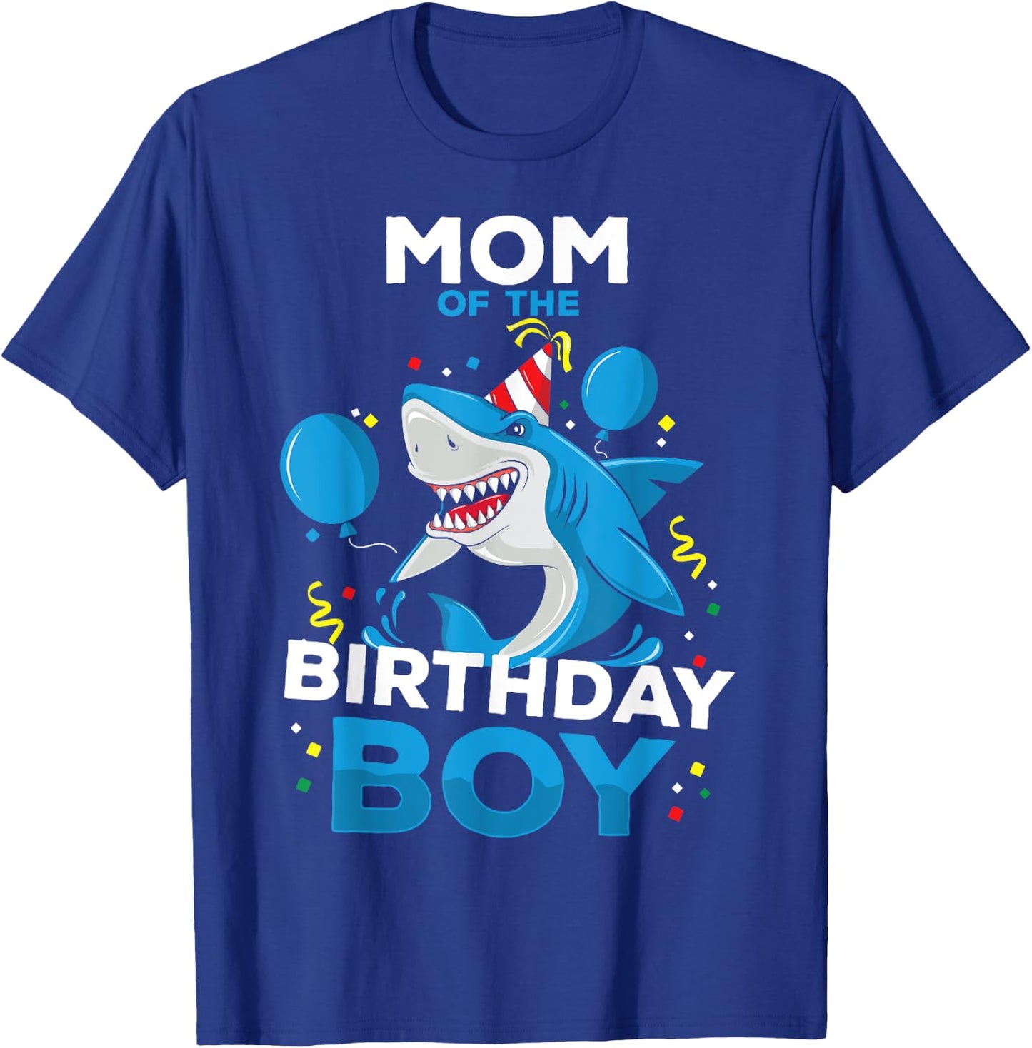 Mom of The Birthday Boy Shark Ocean Theme Matching Family T-Shirt - T-Shirt | Royal