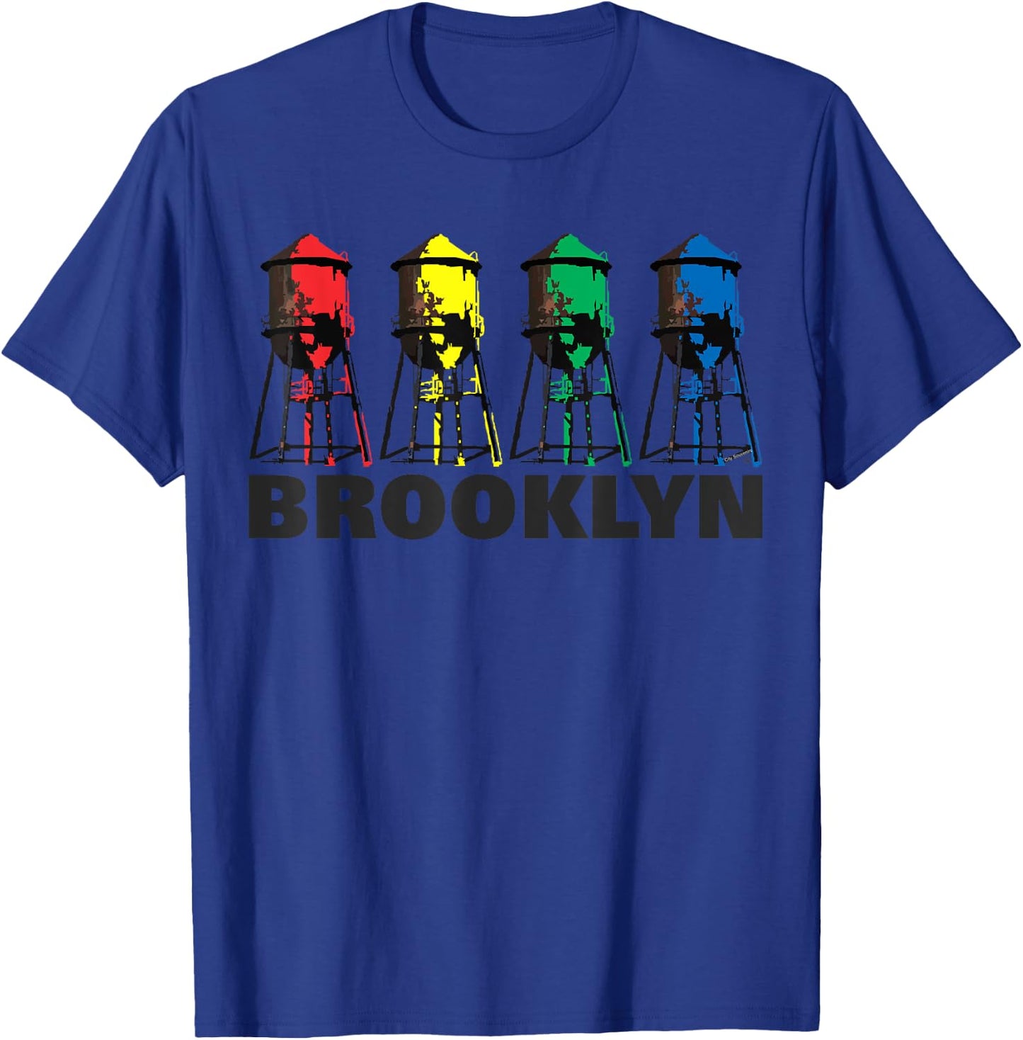 City-Souvenirs Brooklyn Water Tower , Men's -Adults Grey , Small, Classic Fit, , Short Sleeve T-Shirt - T-Shirt | Royal