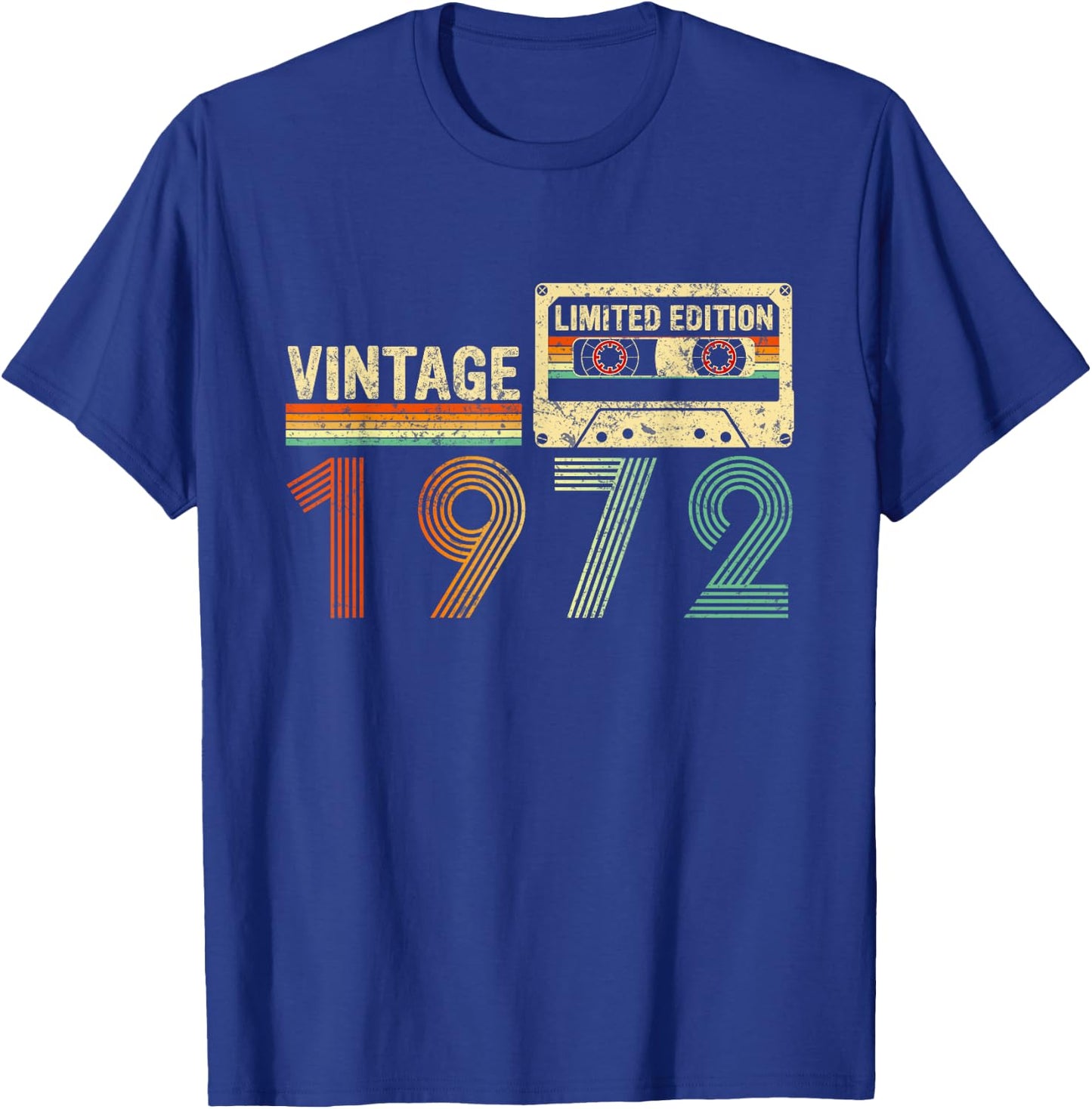 50 Year Old Gifts Vintage 1972 50th Birthday Cassette Tape T-Shirt - T-Shirt | Royal