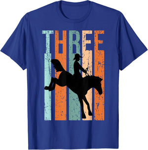 3rd Birthday Kids Retro Rodeo Horse Lovers Cowboys Rider T-Shirt - T-Shirt | Royal