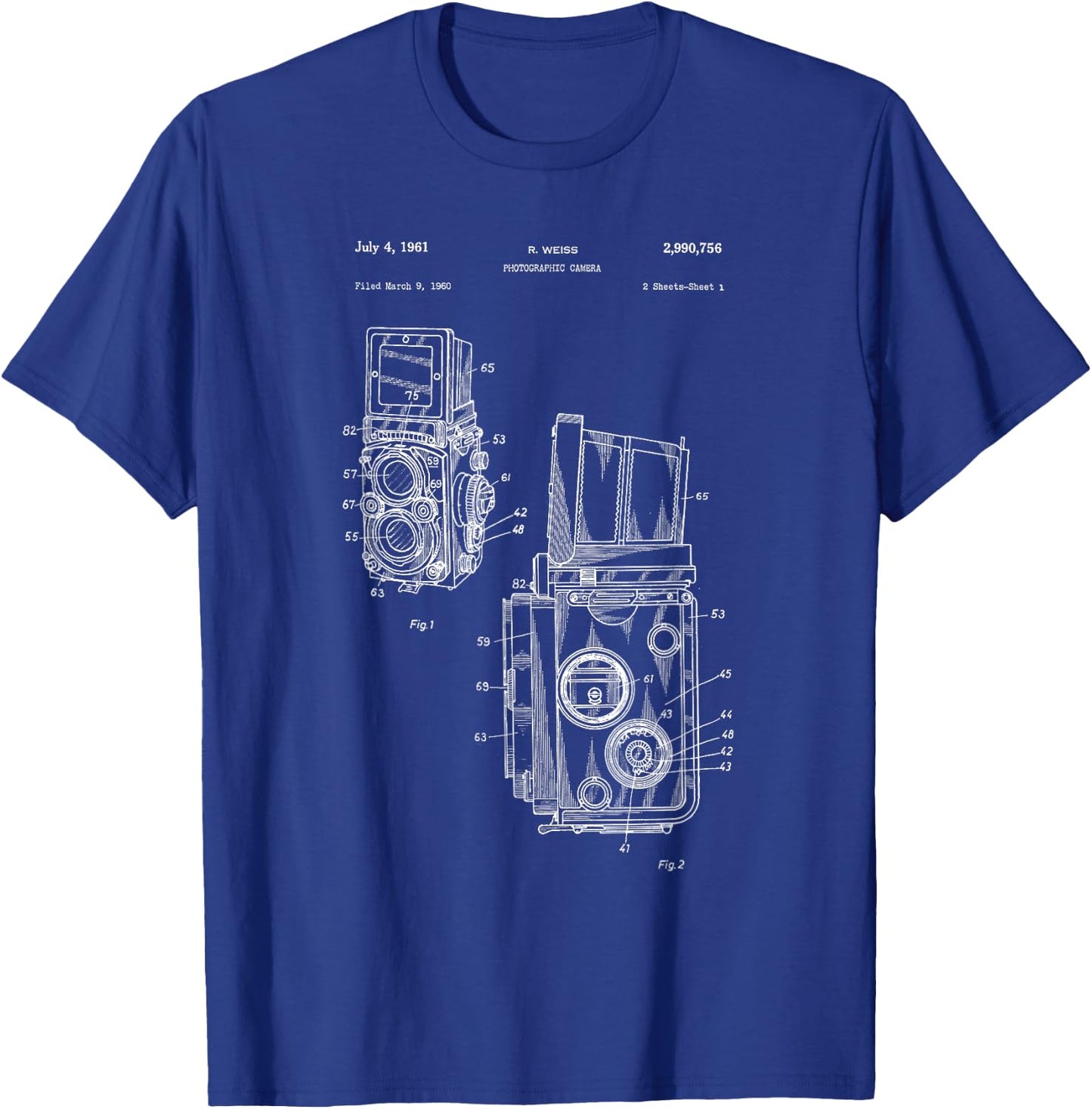 TLR Twin Lens Reflex Camera Patent T-Shirt - T-Shirt | Royal