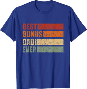 Vintage Best Bonus Dad Ever Stepdad Fathers Day Step Dad T-Shirt - T-Shirt | Royal
