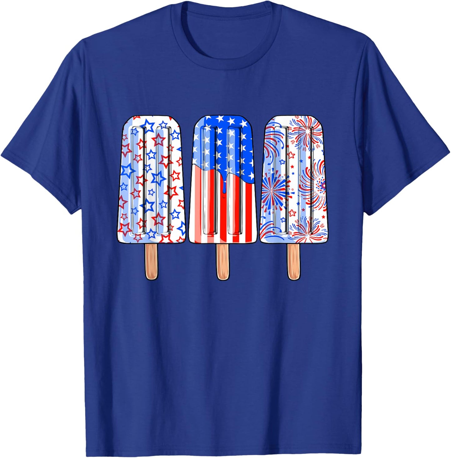 4th Of July Popsicle Red White Blue American Flag Patriotic T-Shirt - T-Shirt | Royal