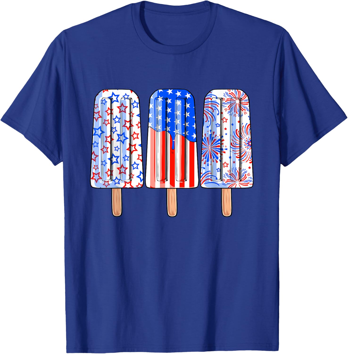 4th Of July Popsicle Red White Blue American Flag Patriotic T-Shirt - T-Shirt | Royal
