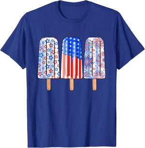 4th Of July Popsicle Red White Blue American Flag Patriotic T-Shirt - T-Shirt | Royal