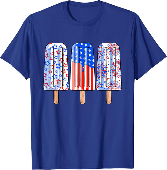 4th Of July Popsicle Red White Blue American Flag Patriotic T-Shirt - T-Shirt | Royal