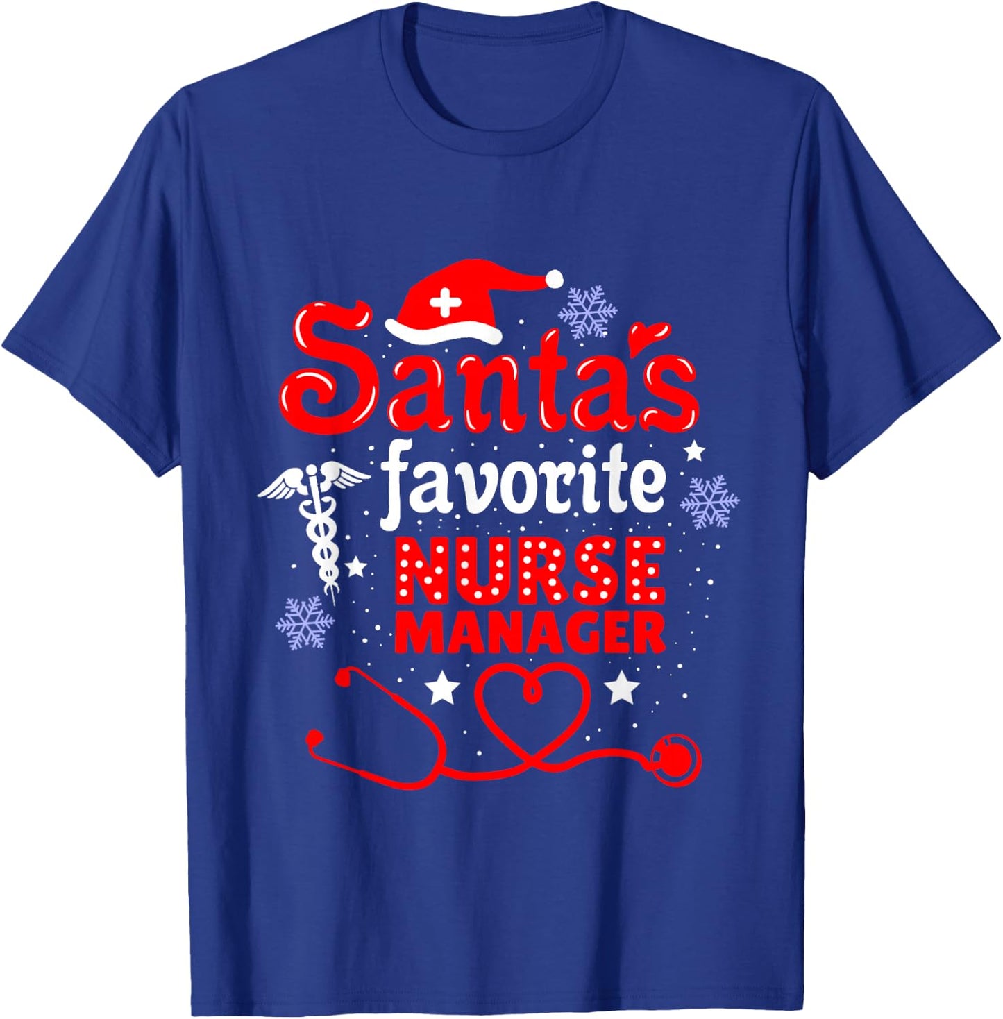 Santas Favorite Nurse Manager Christmas T-Shirt - T-Shirt | Royal