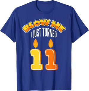 Candle 11 Birthday Party Decor Wishes Blow Candlelight Cake T-Shirt - T-Shirt | Royal