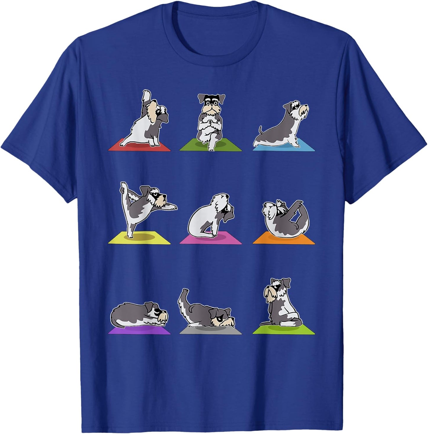 Funny Miniature Schnauzer Dogs Yoga Poses Meditation Lovers T-Shirt - T-Shirt | Royal