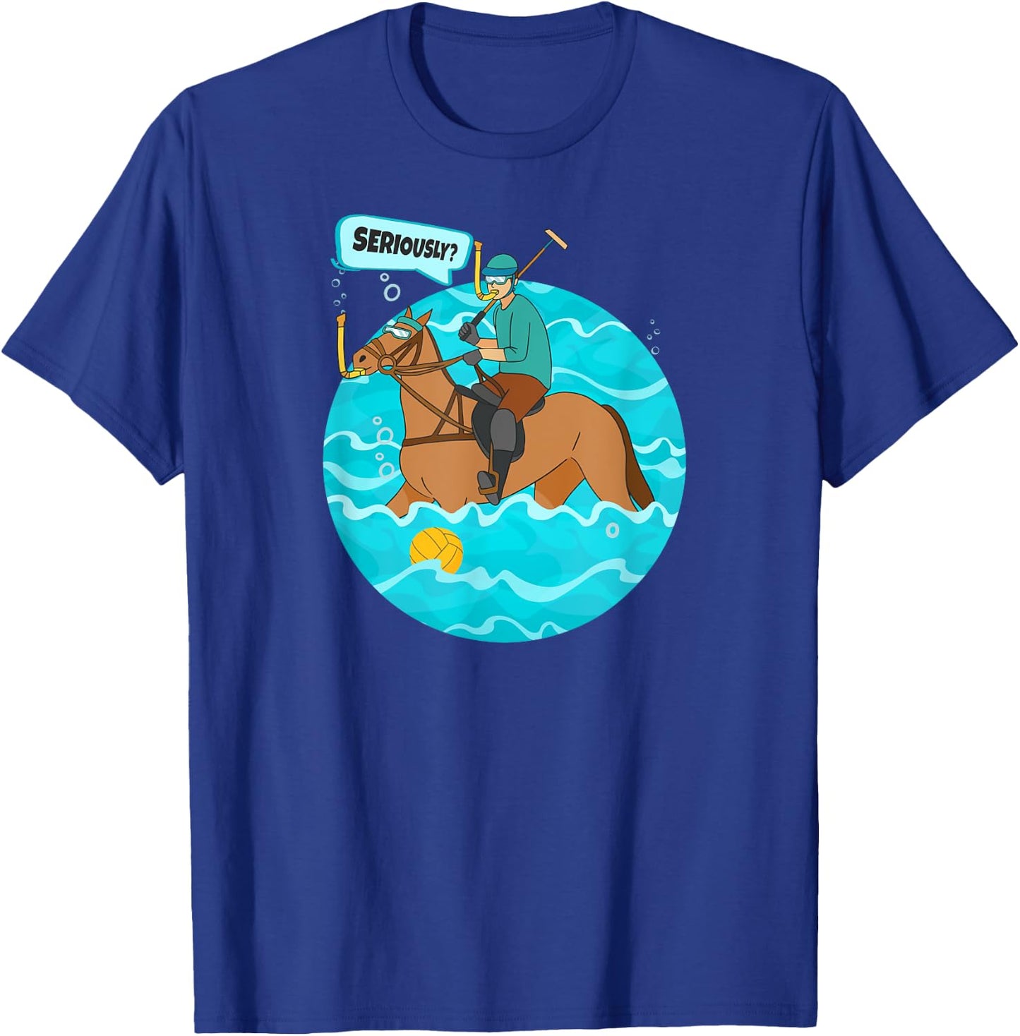 Funny Water Polo Player on Horse Playing Water Polo T-Shirt - T-Shirt | Royal