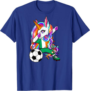 Dabbing Unicorn Ireland Soccer Lovers Jersey Irish Football T-Shirt - T-Shirt | Royal