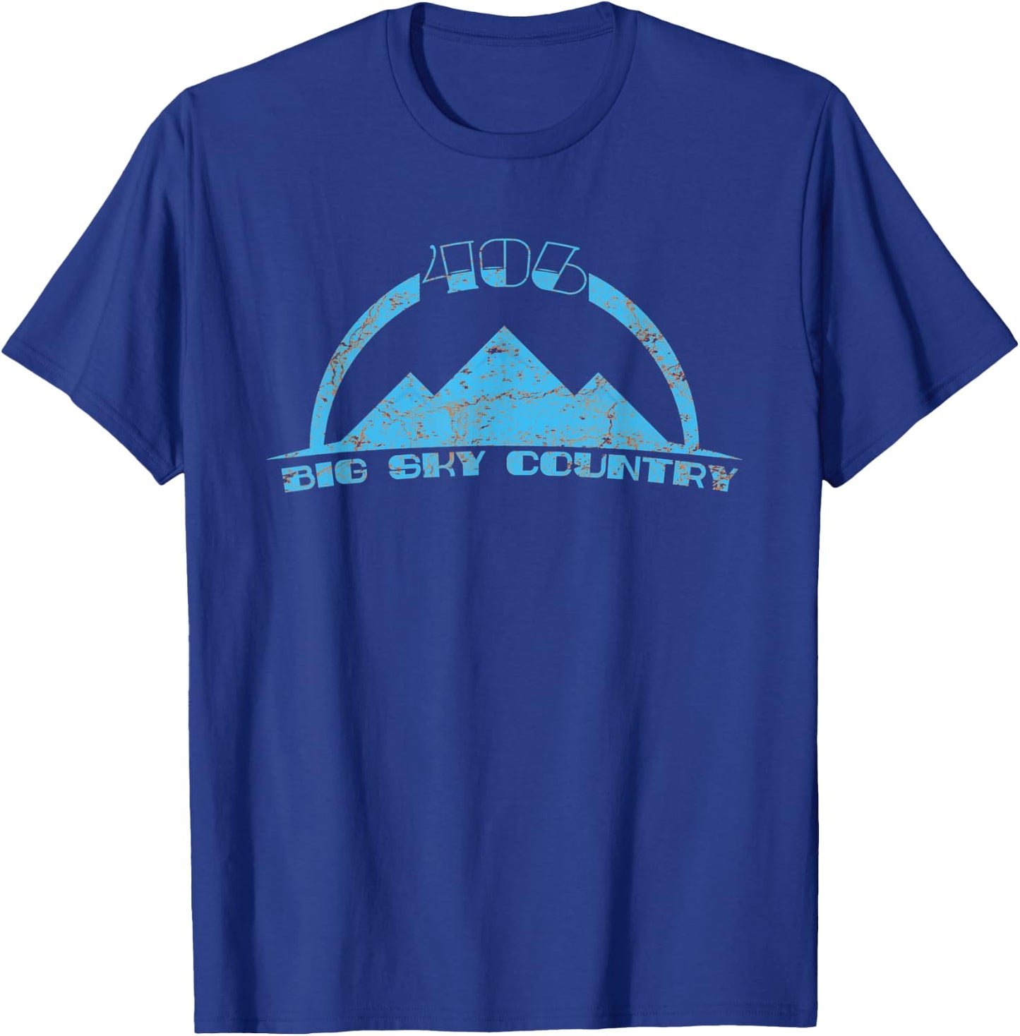 406 Big Sky Country Montana Distressed State Pride T-Shirt - T-Shirt | Royal
