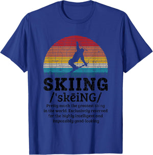 Skiing Definition Funny Retro Vintage Ski Skier Graphic T-Shirt - T-Shirt | Royal