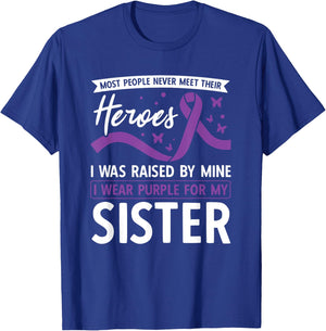 I Wear Purple For My Sister Heroes Pancreatic Cancer T-Shirt - T-Shirt | Royal