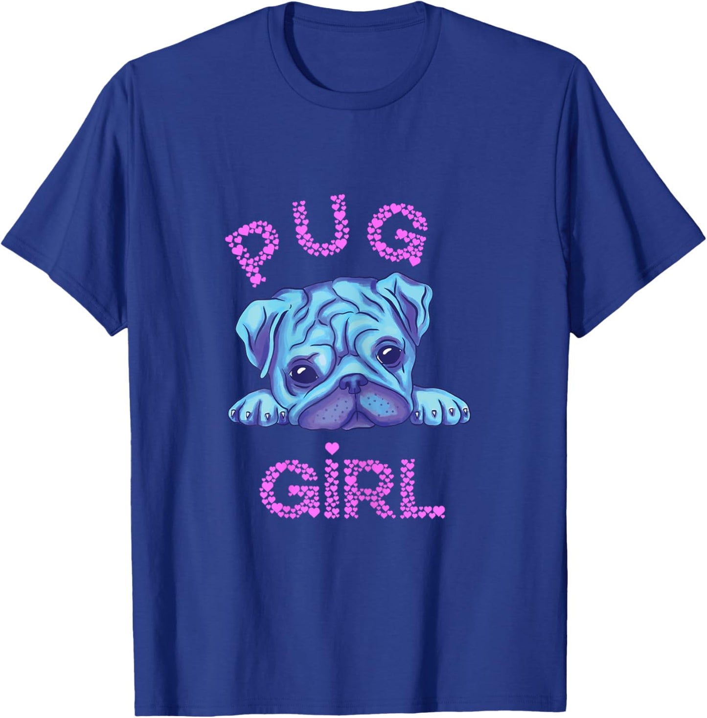 Pug Girl Sweet Pug Dog Owner Cute Pet Puppy Pug Breeding T-Shirt - T-Shirt | Royal