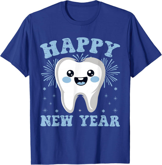 Happy New Year Tooth Dental New Year's Eve Party Dentist T-Shirt - T-Shirt | Royal