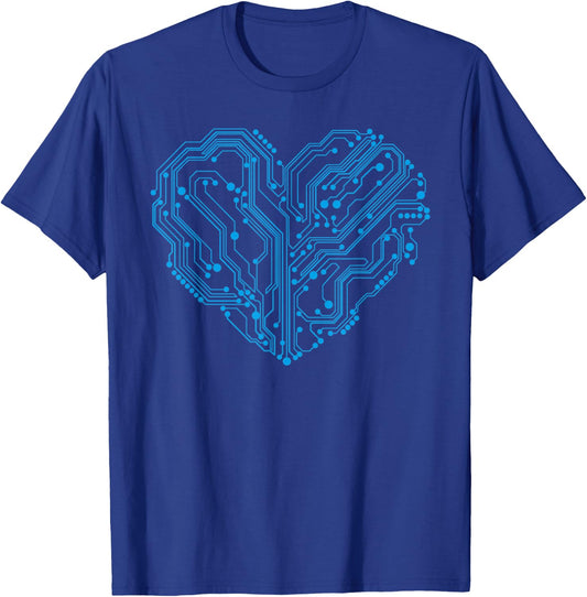 Cyber Circuit Heart Valentines Day Engineer Programmer Coder T-Shirt - T-Shirt | Royal