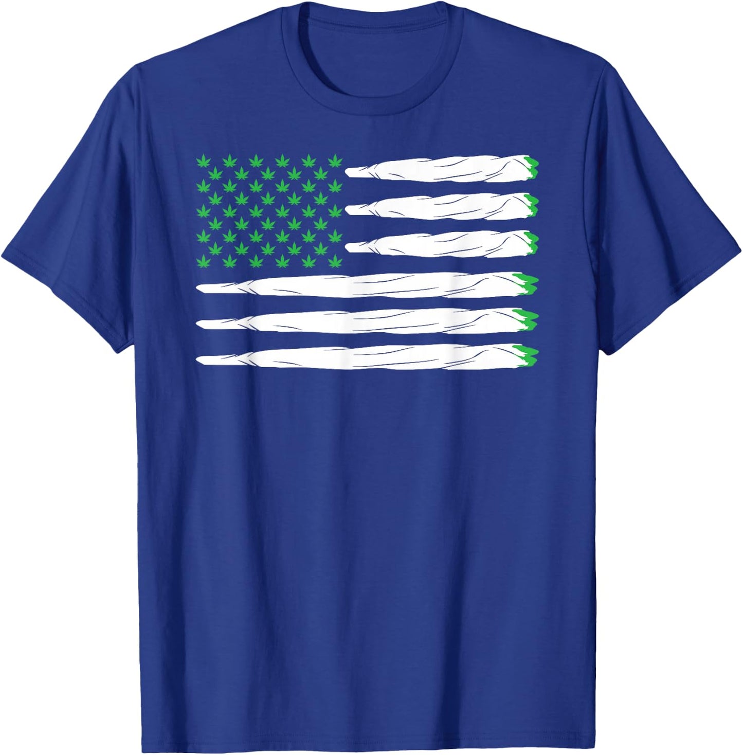 Blunt American Flag Weed Marijuana Cannabis USA Gift T-Shirt - T-Shirt | Royal