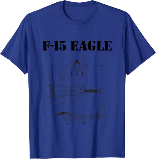 F-15 Eagle Fighter Jet Airplane Pilot Military Aircraft F15 T-Shirt - T-Shirt | Royal