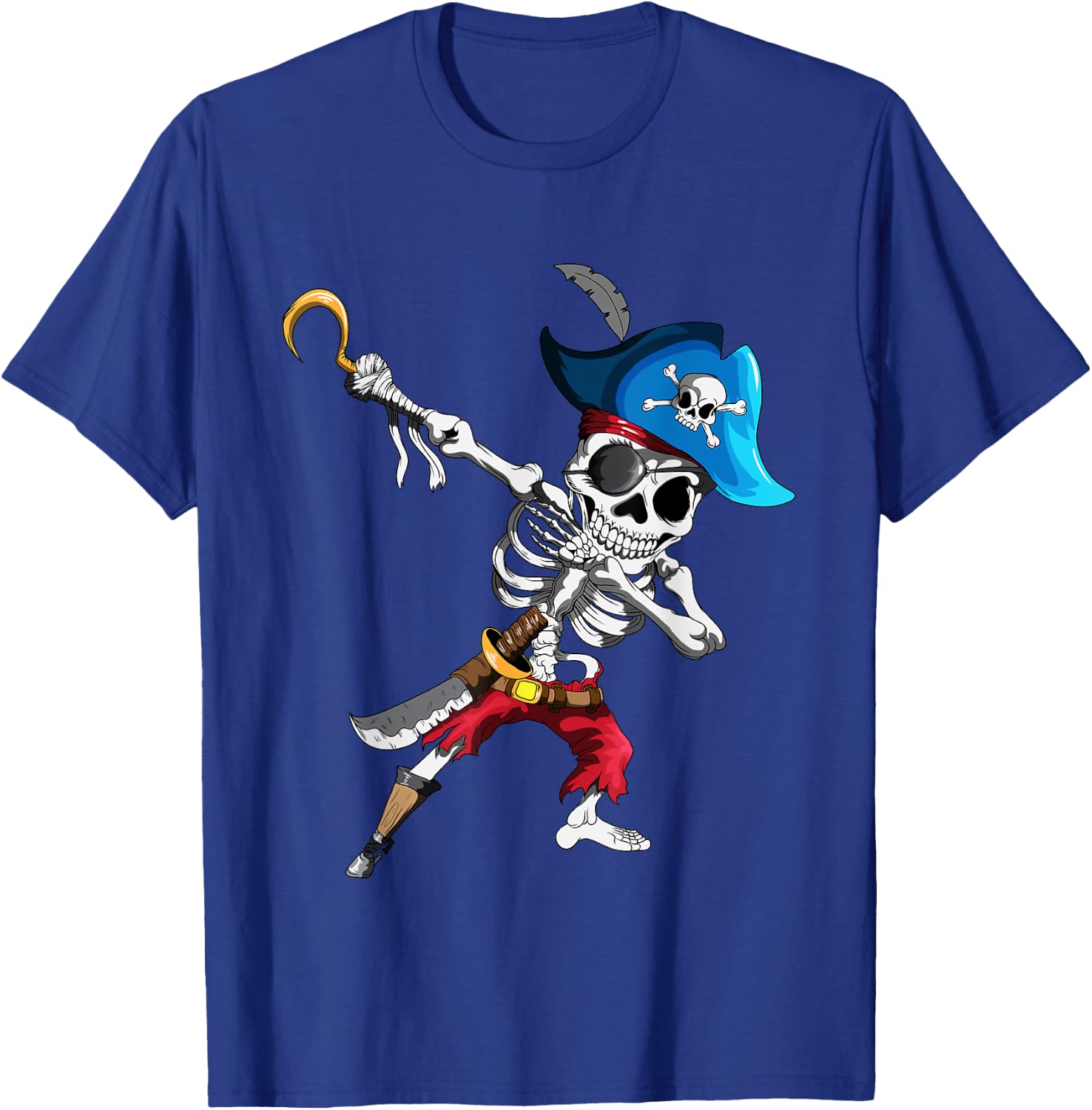 Dabbing Pirates Skeleton Eye Flap Pirate Ship Halloween T-Shirt - T-Shirt | Royal