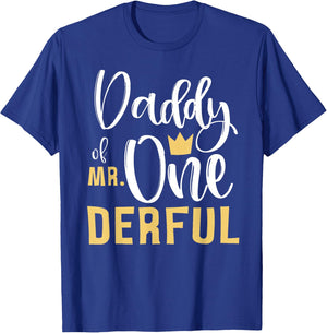 Daddy of Mr Onederful 1st Birthday First One-Derful Matching T-Shirt - T-Shirt | Royal