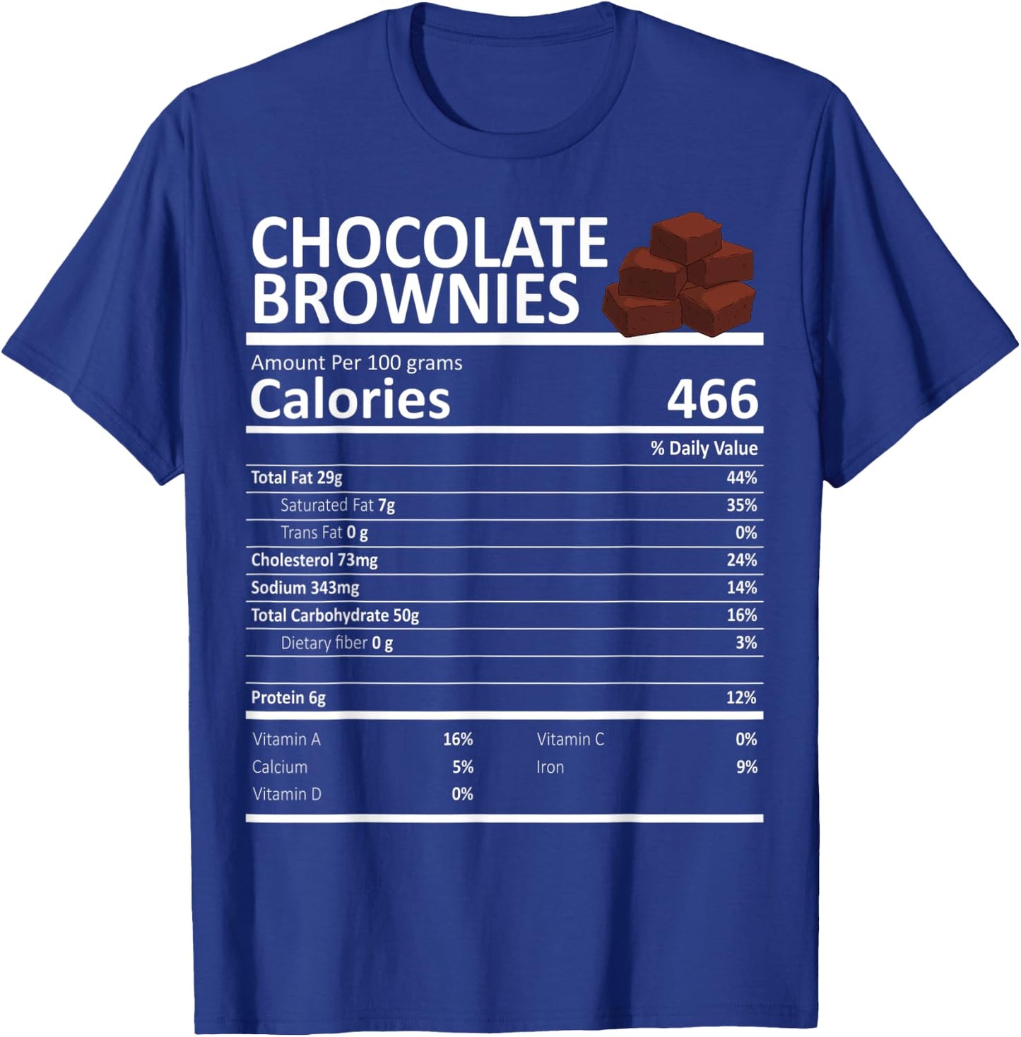Chocolate Brownies Nutritional Facts Thanksgiving X-Mas T-Shirt - T-Shirt | Royal