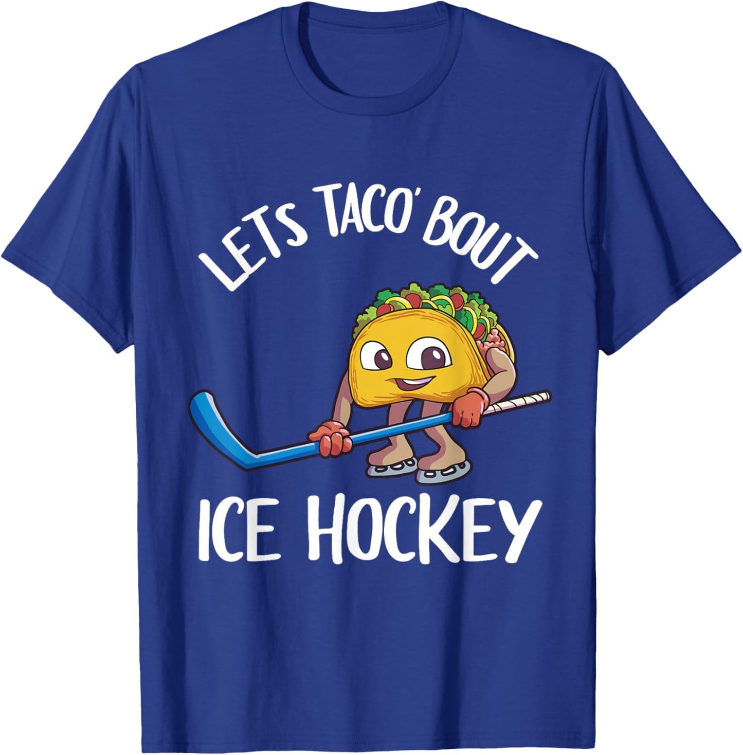 Funny Ice Hockey Shirt Kids Men Taco Lover Gift T-Shirt - T-Shirt | Royal