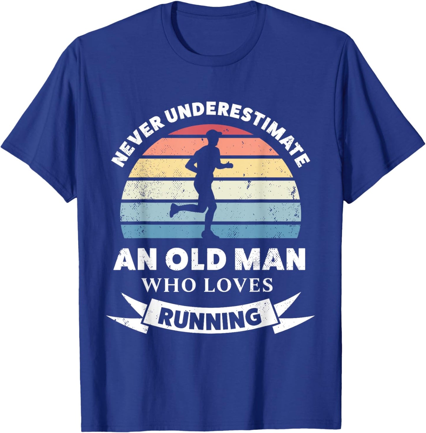 Old Man who loves Running Funny Gift Dad T-Shirt - T-Shirt | Royal