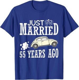 Husband Wife Car Driver Just Married 55 Years Ago Weddin Day T-Shirt - T-Shirt | Royal