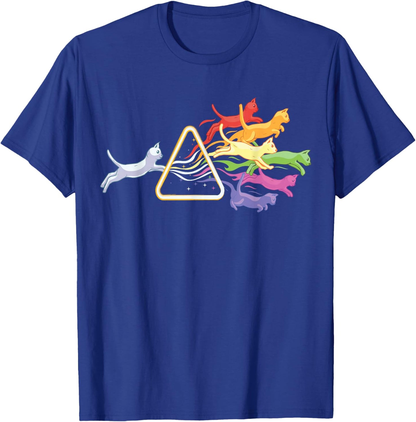 Cat Prism Rainbow Light Funny Physics Science T-Shirt - T-Shirt | Royal