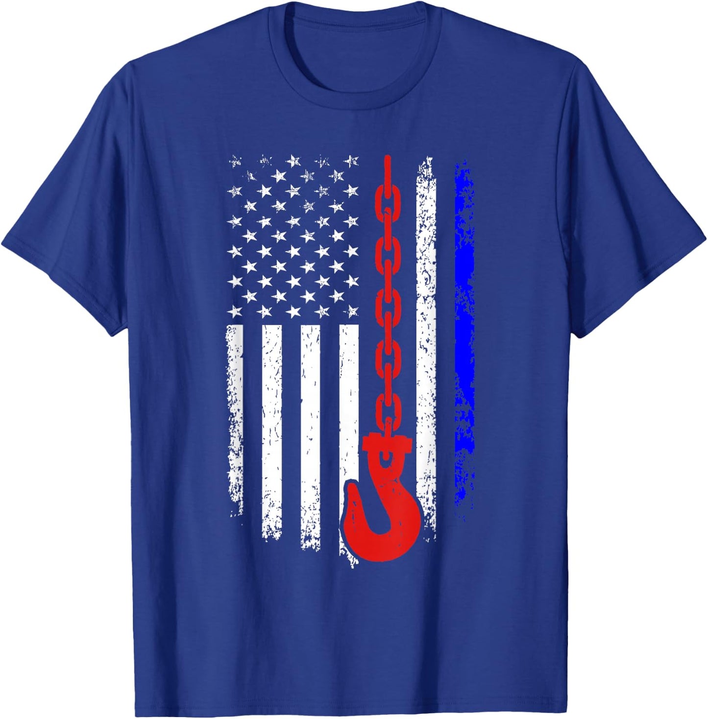 Tow Truck Driver American Flag 4th of July Patriotic USA T-Shirt - T-Shirt | Royal
