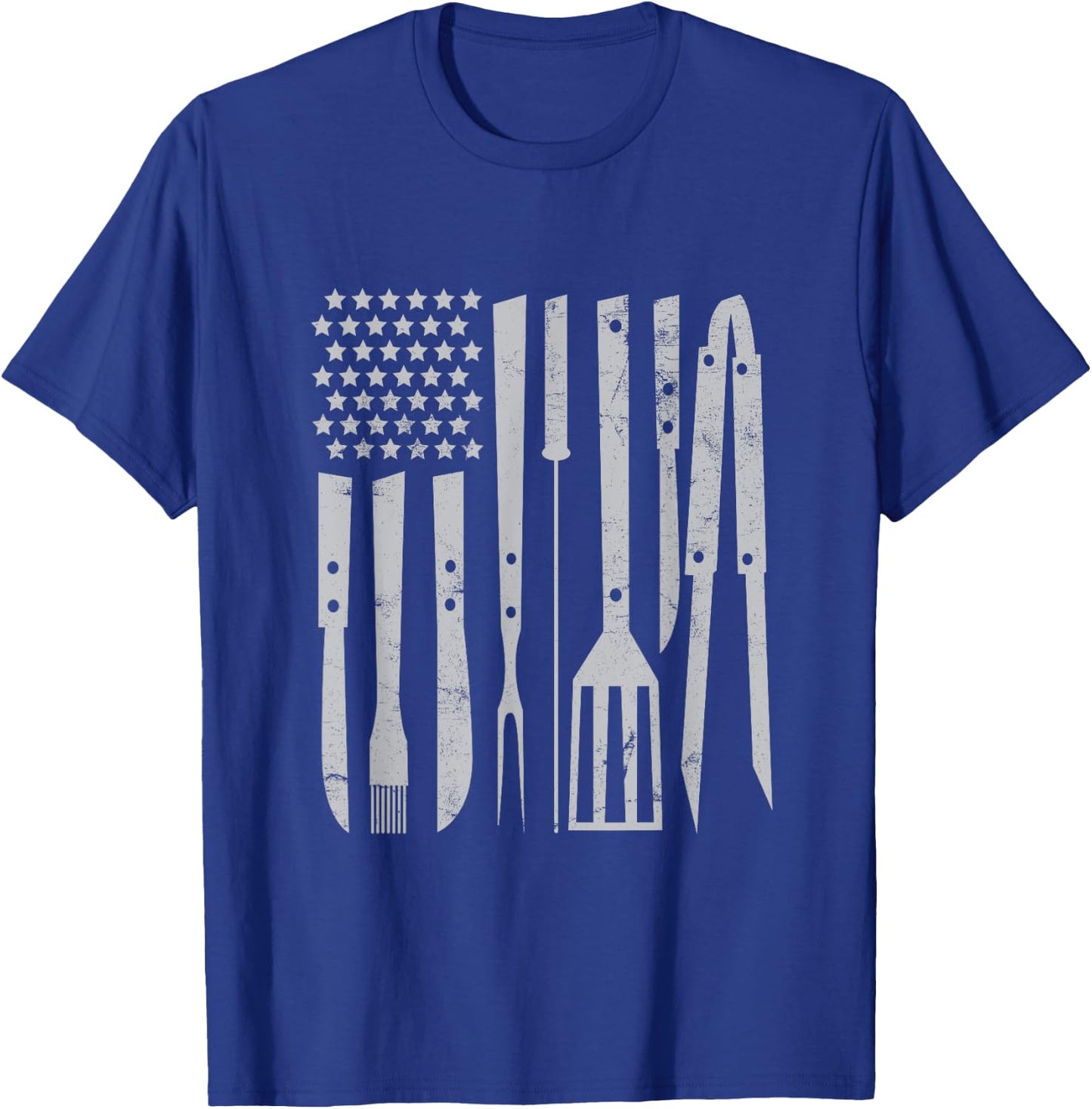 American Flag Utensil Bbq Tools Griller Pitmaster Barbecuing Men T-Shirt - T-Shirt | Royal