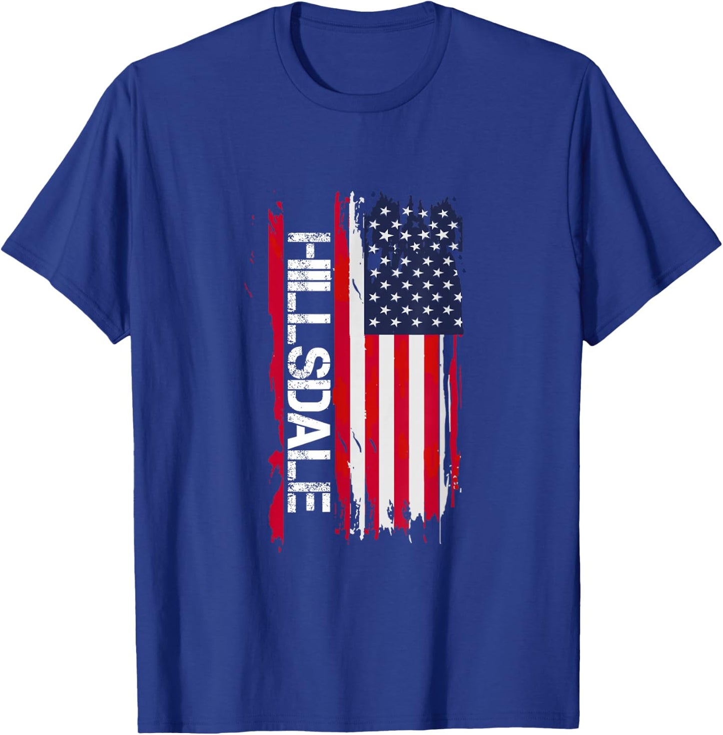 Hillsdale City USA Flag Black Modern Lightweight Cotton 60% Polyester 40% Adult Men's Small Short Sleeve T-Shirt - T-Shirt | Royal