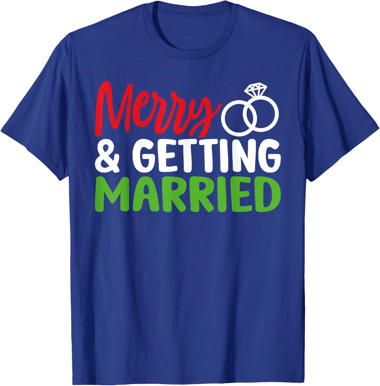 Merry and Getting Married Couples Christmas Pjs Pajamas T-Shirt - T-Shirt | Royal