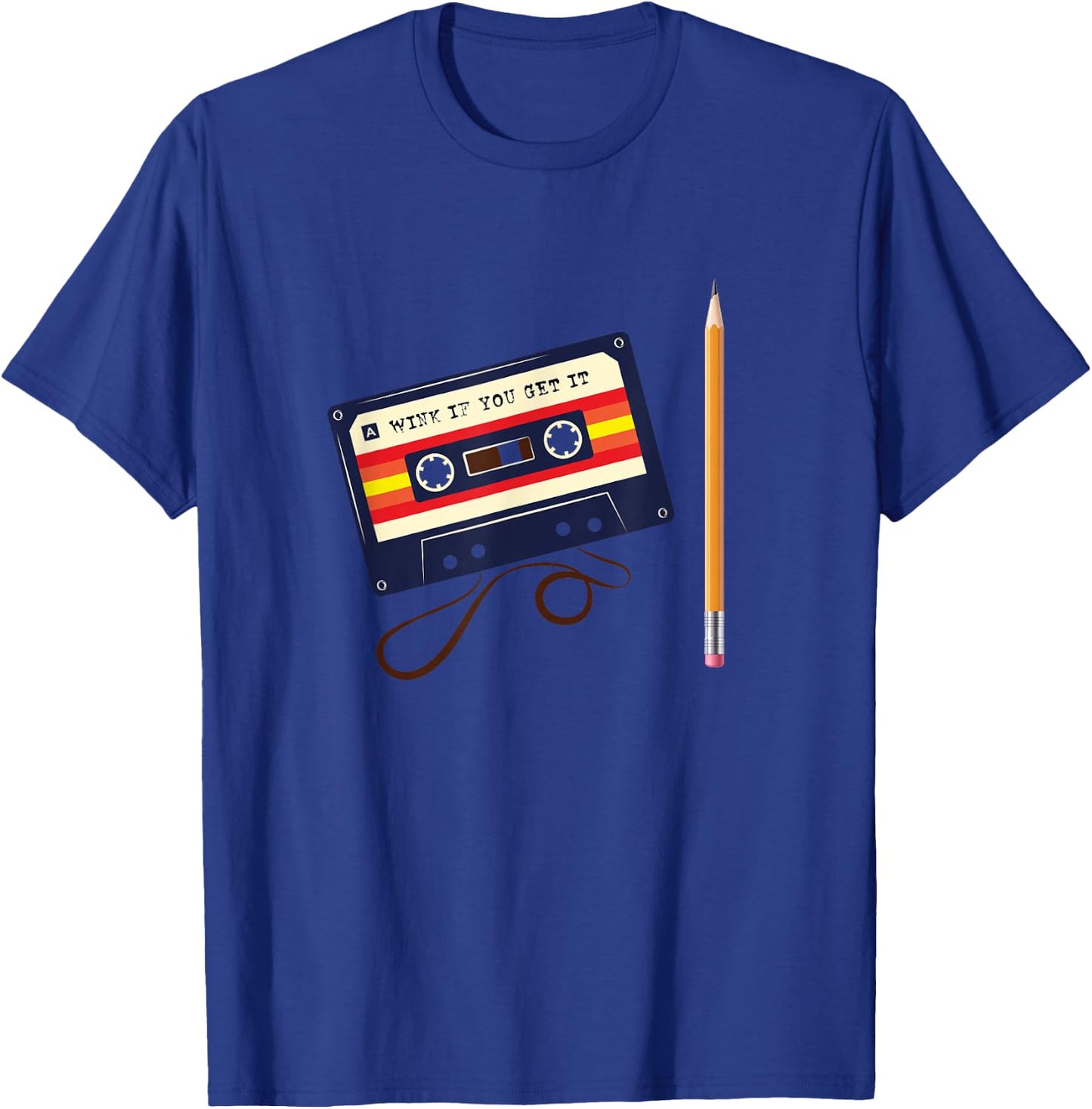 80s Music Lovers Nostalgia Shirts - Cassette Tape & Pencil T-Shirt - T-Shirt | Royal