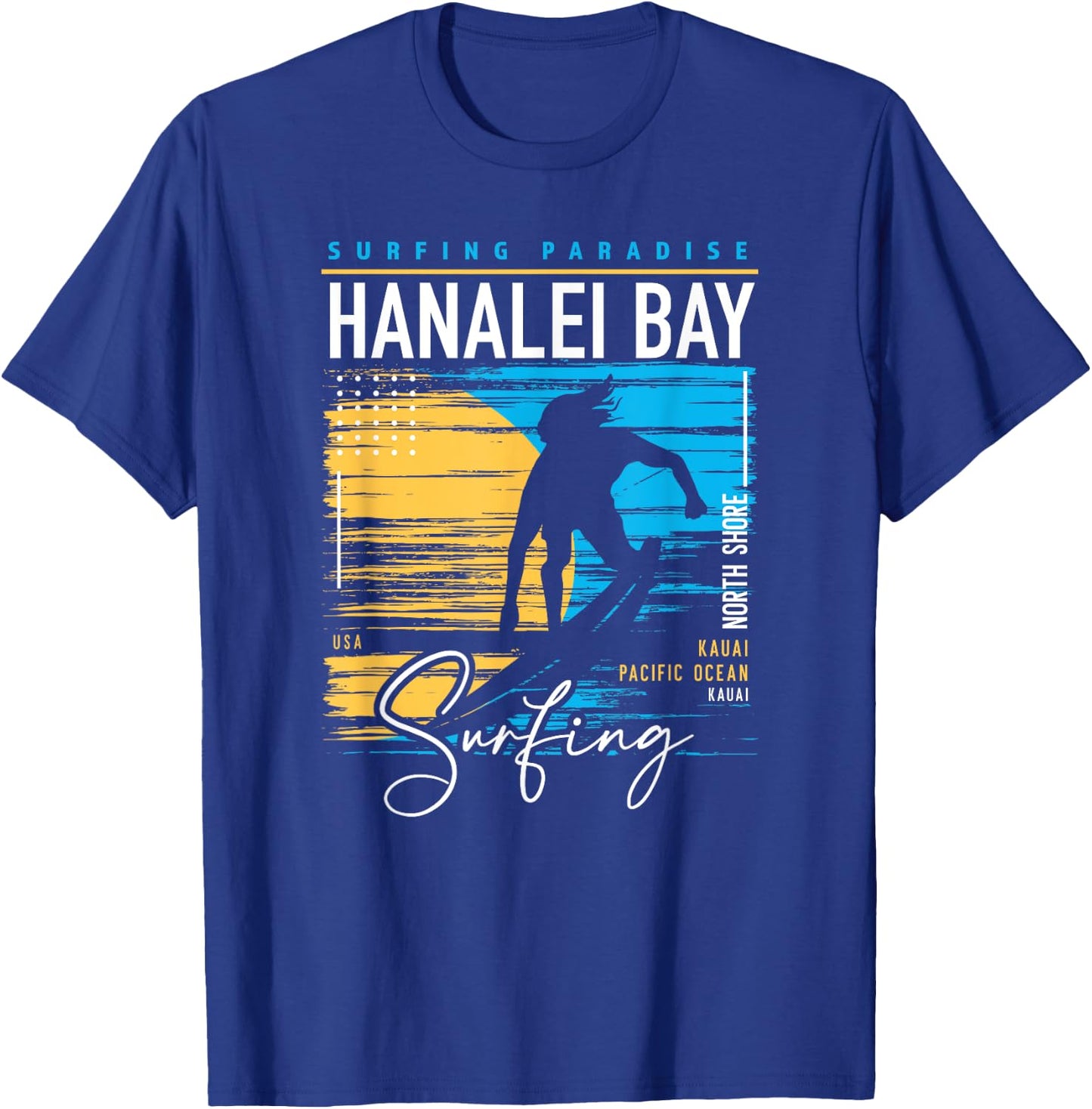 Retro Hanalei Bay Kauai North Shore Surfing Surf Hawaii T-Shirt - T-Shirt | Royal